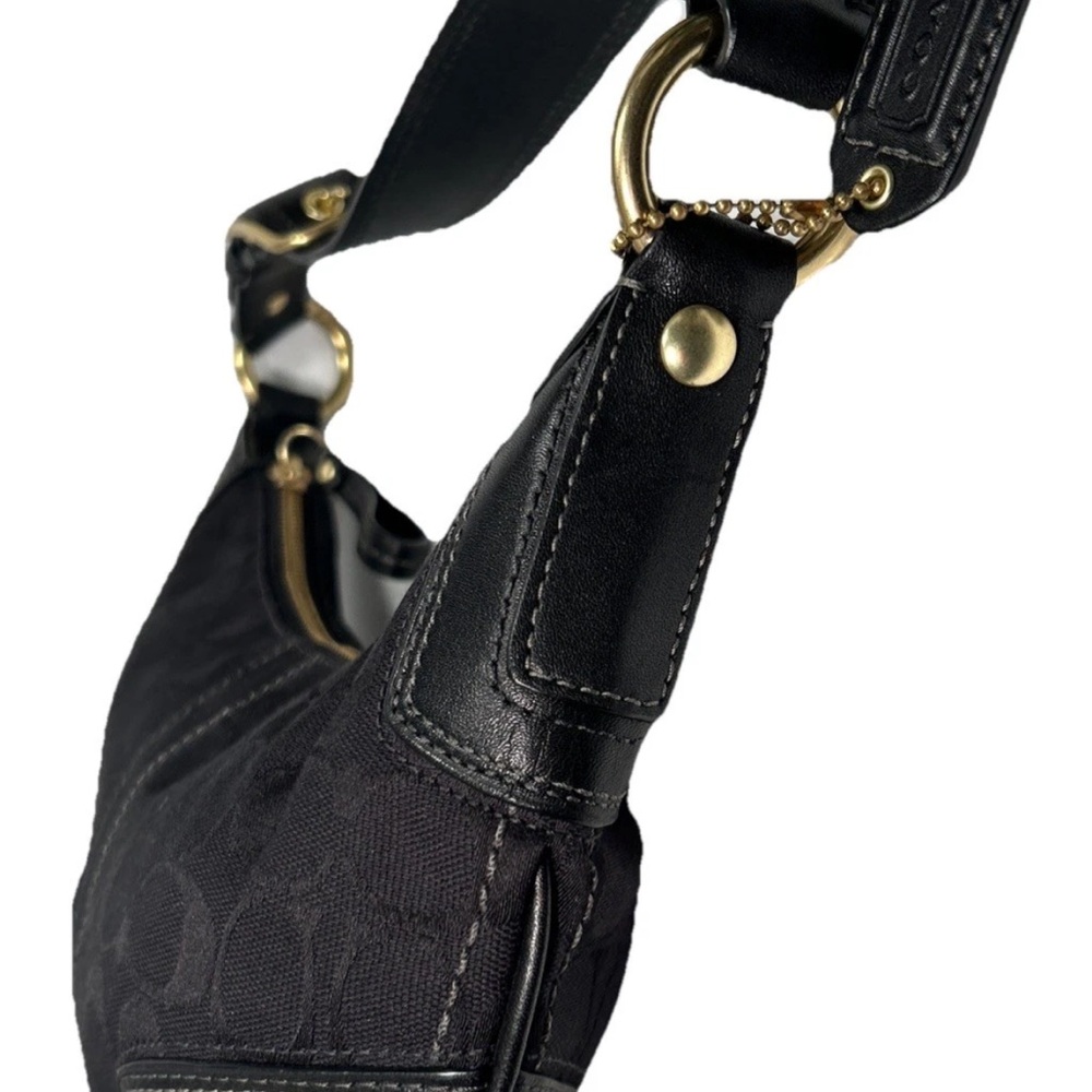 Y2K Coach Hampton Signature Jacquard Shoulder Hobo Bag Black Small Purse # 11371 - Picture 11 of 16